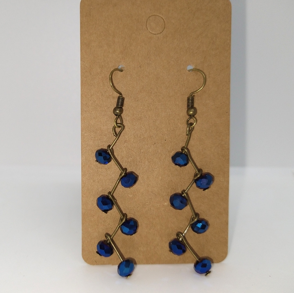 Blue and copper drop earrings